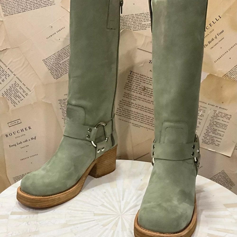 Free People Jeffrey Campbell Kira Reflection Boot Harness Moss Light Olive - Picture 3 of 11